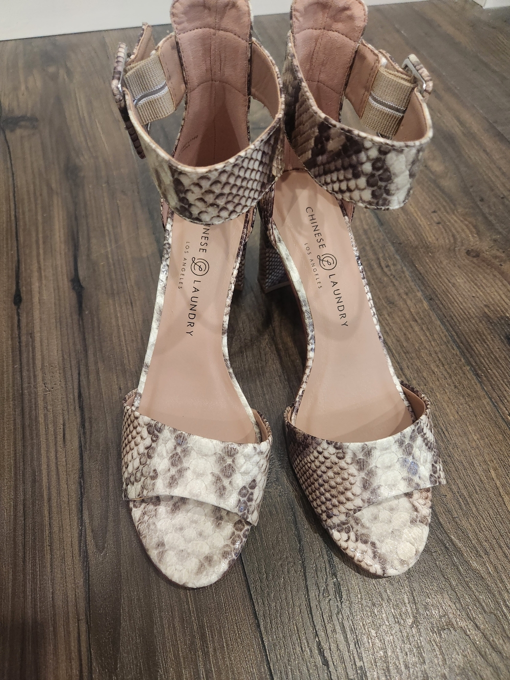 Chinese Laundry Women's Snake Print Ankle Strap Sandal - Neutral